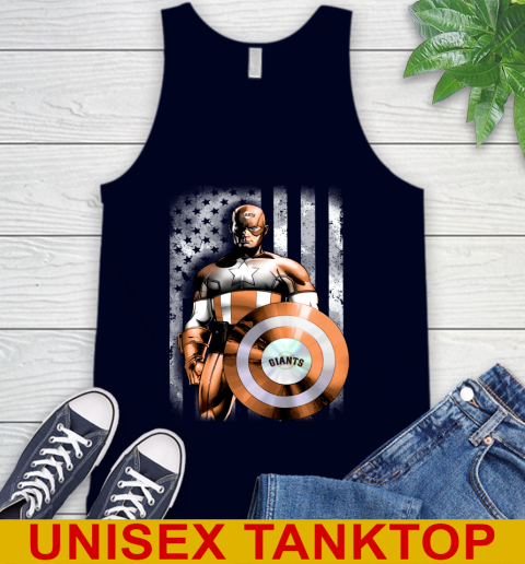 San Francisco Giants MLB Baseball Captain America Marvel Avengers American Flag Shirt Tank Top 2