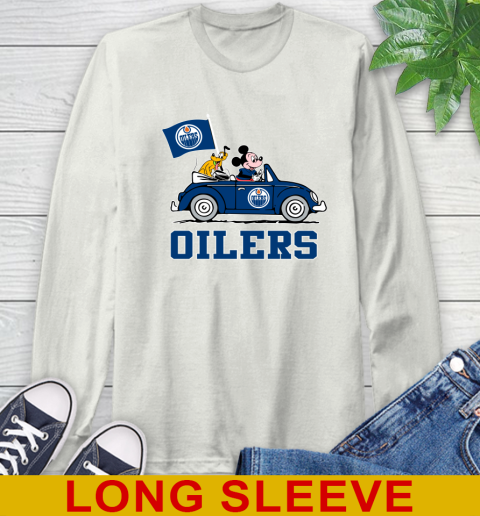 NHL Hockey Edmonton Oilers Pluto Mickey Driving Disney Shirt Long Sleeve T-Shirt 12