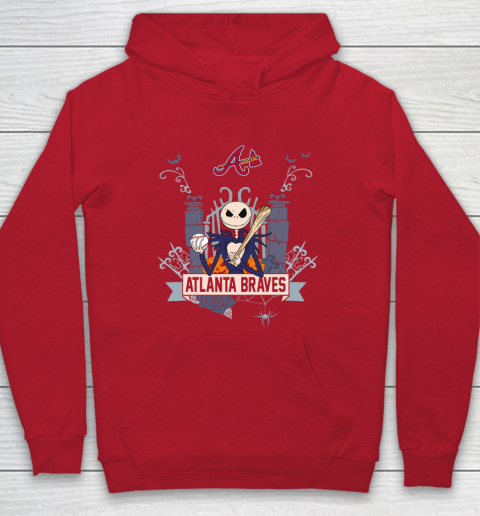 MLB Atlanta Braves Baseball Jack Skellington Halloween Hoodie 7