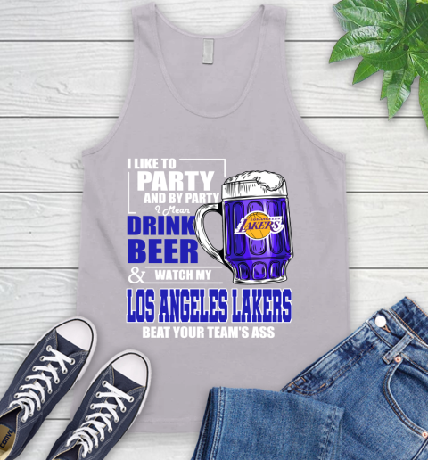 NBA Drink Beer and Watch My Los Angeles Lakers Beat Your Team's Ass Basketball Tank Top 3