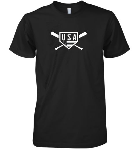 Vintage American Baseball and Softball USA Flag Premium Men's T-Shirt