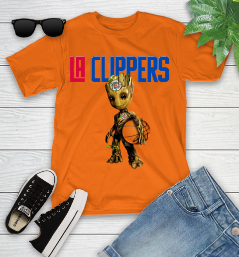 LA Clippers NBA Basketball Groot Marvel Guardians Of The Galaxy Youth T-Shirt 8 LA Clippers NBA Basketball Groot Marvel Guardians Of The Galaxy Youth T-Shirt - Image 8