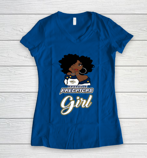 Nashville Predators Girl NHL Women's V-Neck T-Shirt 9