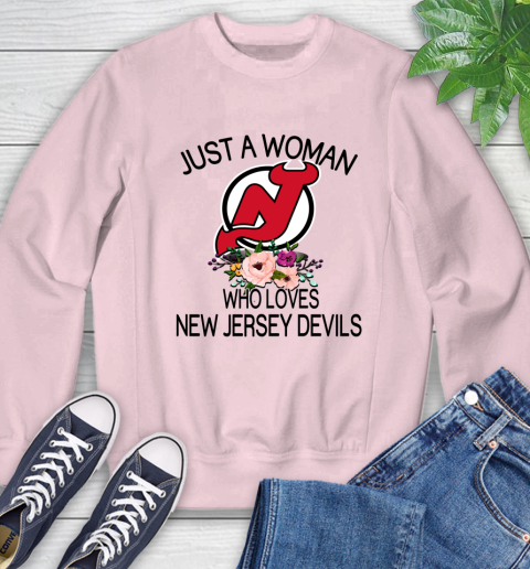 NHL Just A Woman Who Loves New Jersey Devils Hockey Sports Sweatshirt 6