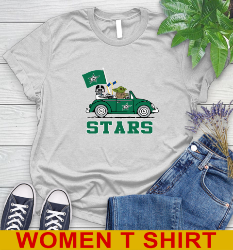 NHL Hockey Dallas Stars Darth Vader Baby Yoda Driving Star Wars Shirt Women's T-Shirt