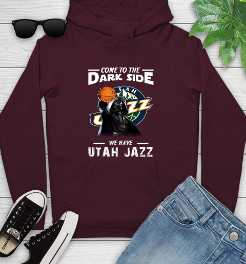 NBA Come To The Dark Side We Have Utah Jazz Star Wars Darth Vader Basketball Youth Hoodie 7