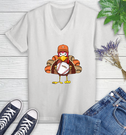 San Francisco Giants Turkey thanksgiving Women's V-Neck T-Shirt