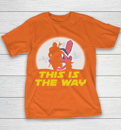 Cleveland Indians MLB Baseball Star Wars Yoda And Mandalorian This Is The Way Youth T-Shirt 4