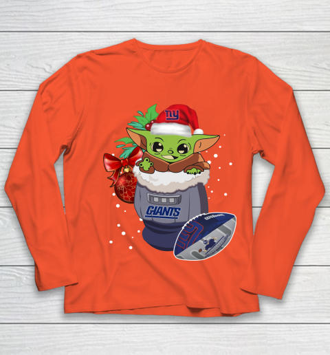 New York Giants Christmas Baby Yoda Star Wars Funny Happy NFL Youth Long Sleeve 4