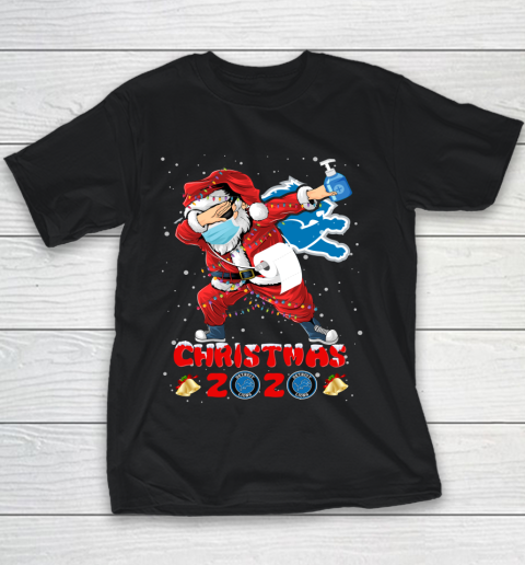 Detroit Lions Funny Santa Claus Dabbing Christmas 2020 NFL Youth T-Shirt