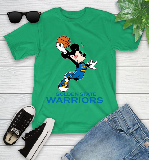 NBA Basketball Golden State Warriors Cheerful Mickey Mouse Shirt Youth T-Shirt 6