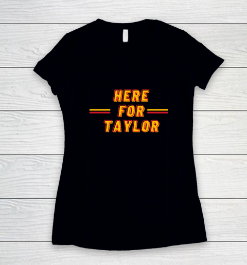 Here For Taylor Football Go Taylor's Boyfriend 87 Women's V-Neck T-Shirt