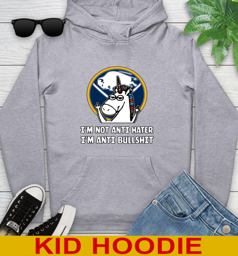 Buffalo Sabres NHL Hockey Unicorn I'm Not Anti Hater I'm Anti Bullshit Youth Hoodie 6