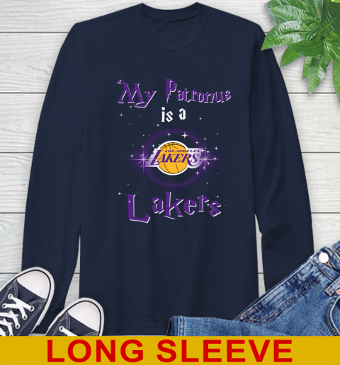 NBA Basketball Harry Potter My Patronus Is A Los Angeles Lakers Long Sleeve T-Shirt 3