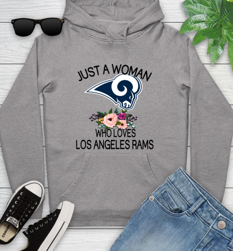 NFL Just A Woman Who Loves Los Angeles Rams Football Sports Youth Hoodie 4