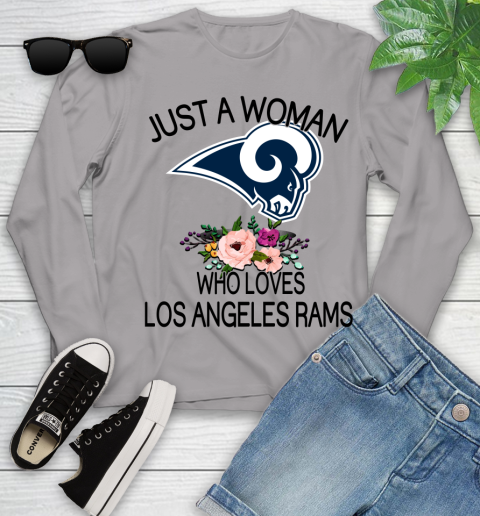 NFL Just A Woman Who Loves Los Angeles Rams Football Sports Youth Long Sleeve 3