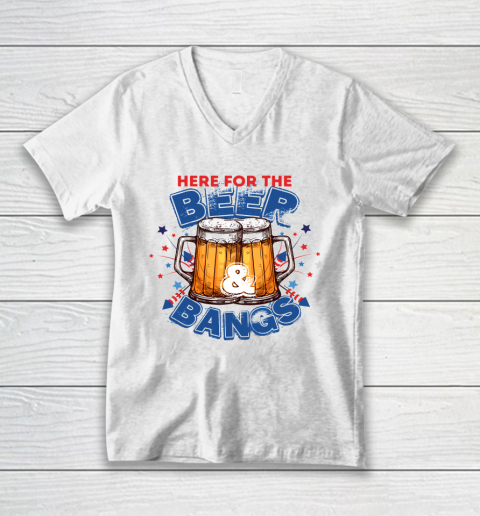 Beer Lover Funny Shirt Beer And Fireworks 4th July 2021 Funny Independence Day Quote V-Neck T-Shirt