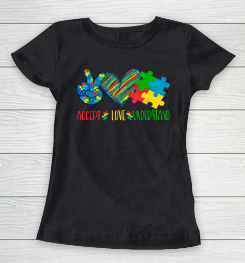 Autism Awareness Peace Love Autism Women's T-Shirt