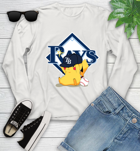 MLB Pikachu Baseball Sports Tampa Bay Rays Youth Long Sleeve 12