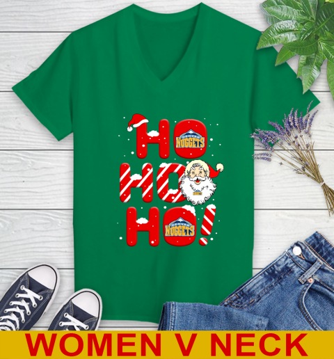 Denver Nuggets NBA Basketball Ho Ho Ho Santa Claus Merry Christmas Shirt Women's V-Neck T-Shirt 5