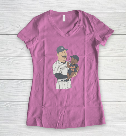 Yankees Holding Crying Mets Baby Women's V-Neck T-Shirt 6
