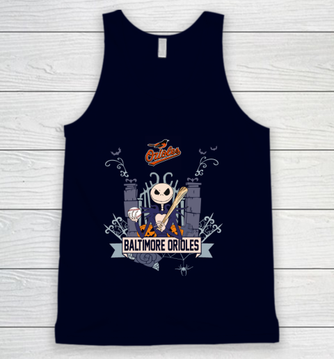 MLB Baltimore Orioles Baseball Jack Skellington Halloween Tank Top 2
