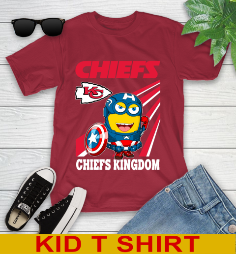 NFL Football Kansas City Chiefs Captain America Marvel Avengers Minion Shirt Youth T-Shirt 12
