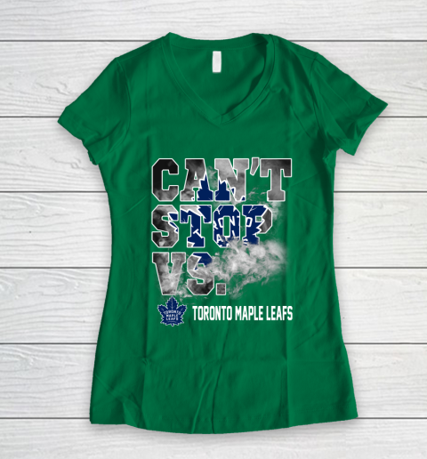 NHL Toronto Maple Leafs Hockey Can't Stop Vs Women's V-Neck T-Shirt 3