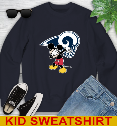 Los Angeles Rams NFL Football Dabbing Mickey Disney Sports Youth Sweatshirt 3