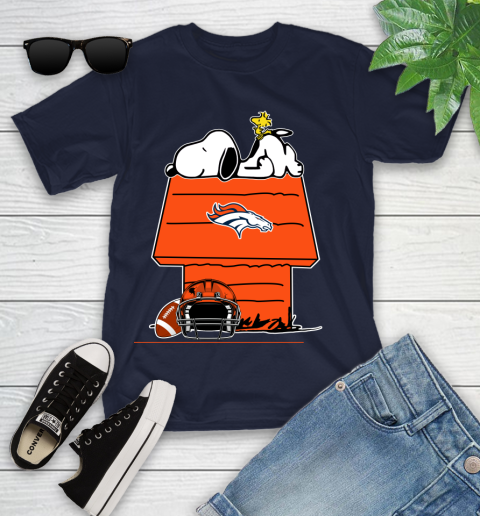 Denver Broncos NFL Football Snoopy Woodstock The Peanuts Movie Youth T-Shirt 3