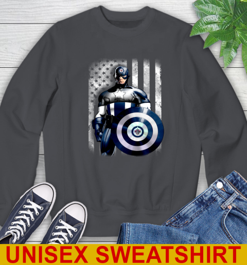 Winnipeg Jets NHL Hockey Captain America Marvel Avengers American Flag Shirt Sweatshirt 7