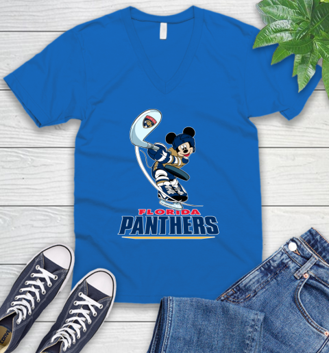 NHL Hockey Florida Panthers Cheerful Mickey Mouse Shirt V-Neck T-Shirt 6