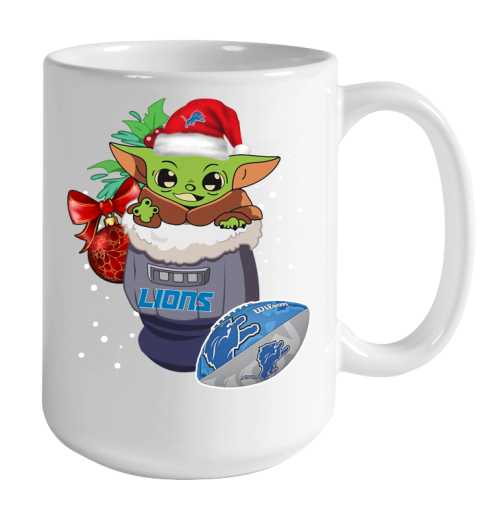Detroit Lions Christmas Baby Yoda Star Wars Funny Happy NFL Color Changing Mug 15oz 2