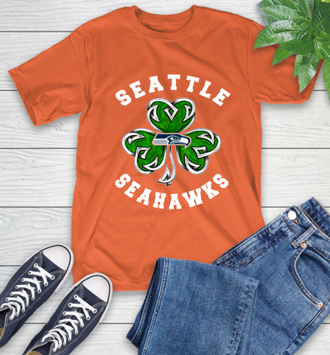 NFL Seattle Seahawks Three Leaf Clover St Patrick's Day Football Sports T-Shirt - Image 5