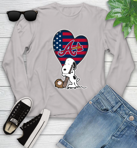 Atlanta Braves MLB Baseball The Peanuts Movie Adorable Snoopy Youth Long Sleeve 12