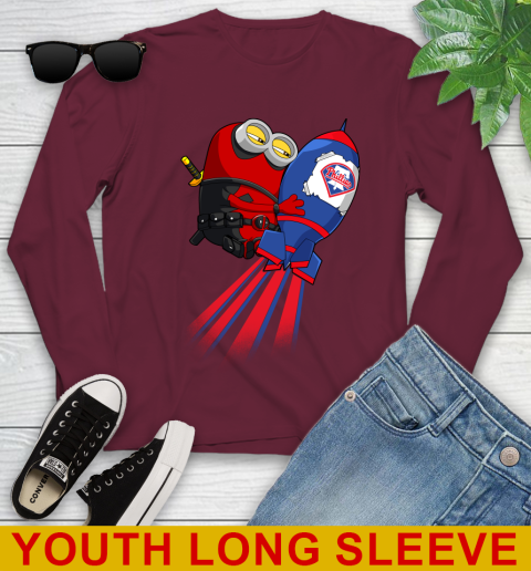 MLB Baseball Philadelphia Phillies Deadpool Minion Marvel Shirt Youth Long Sleeve 6