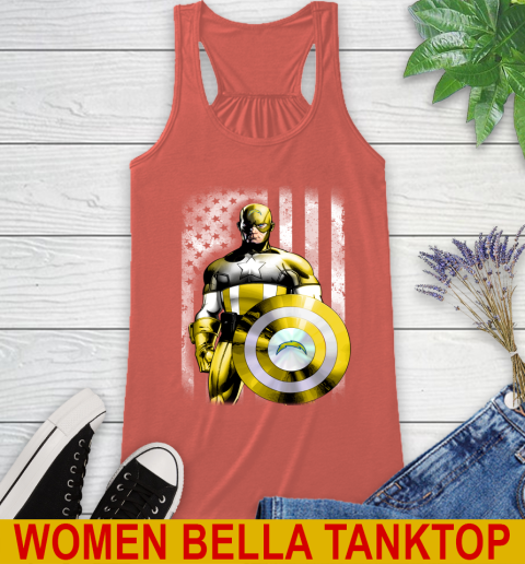 Los Angeles Chargers NFL Football Captain America Marvel Avengers American Flag Shirt Racerback Tank 3