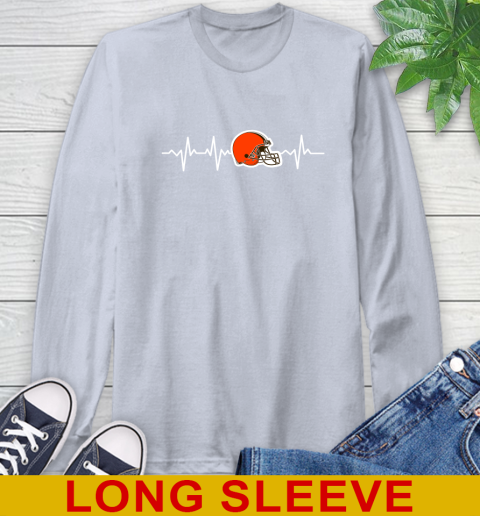 Cleveland Browns NFL Football Heart Beat Shirt Long Sleeve T-Shirt 6