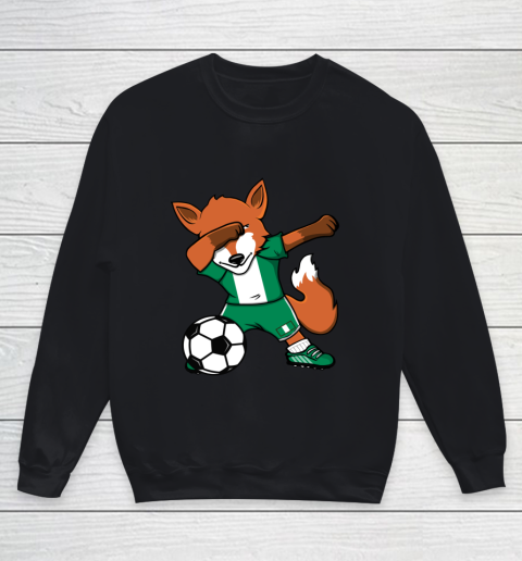 Dabbing Fox Nigeria Soccer Fans Jersey Nigerian Football Fan Youth Sweatshirt
