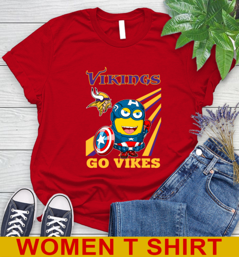 NFL Football Minnesota Vikings Captain America Marvel Avengers Minion Shirt Women's T-Shirt 11