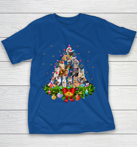 Funny Cat Christmas Tree Xmas Gifts Youth T-Shirt 6