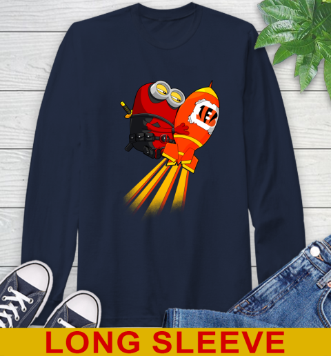 NFL Football Cincinnati Bengals Deadpool Minion Marvel Shirt Long Sleeve T-Shirt 3