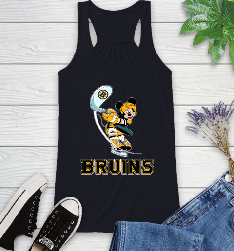 NHL Hockey Boston Bruins Cheerful Mickey Mouse Shirt Racerback Tank 9