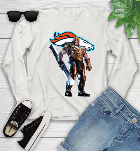 NFL Thanos Gauntlet Avengers Endgame Football Denver Broncos Youth Long Sleeve 12