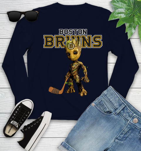 Boston Bruins NHL Hockey Groot Marvel Guardians Of The Galaxy Youth Long Sleeve 3