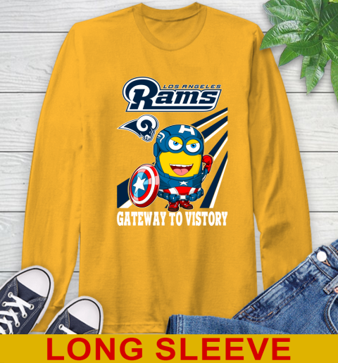 NFL Football Los Angeles Rams Captain America Marvel Avengers Minion Shirt Long Sleeve T-Shirt 2