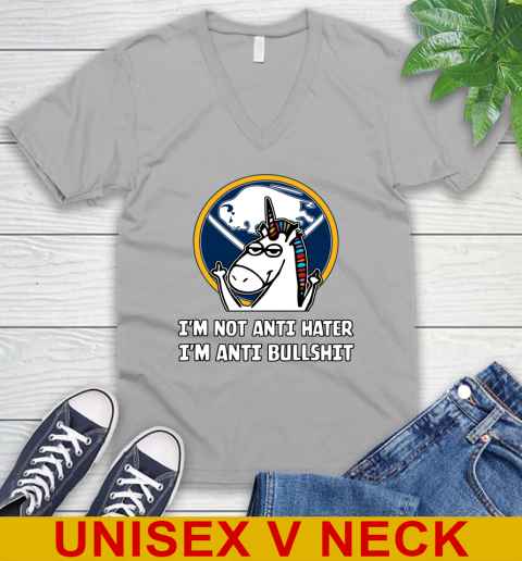 Buffalo Sabres NHL Hockey Unicorn I'm Not Anti Hater I'm Anti Bullshit V-Neck T-Shirt 4