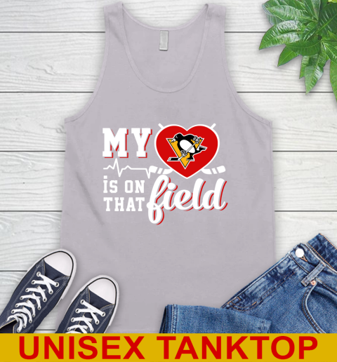 NHL My Heart Is On That Field Hockey Sports Pittsburgh Penguins Tank Top 3
