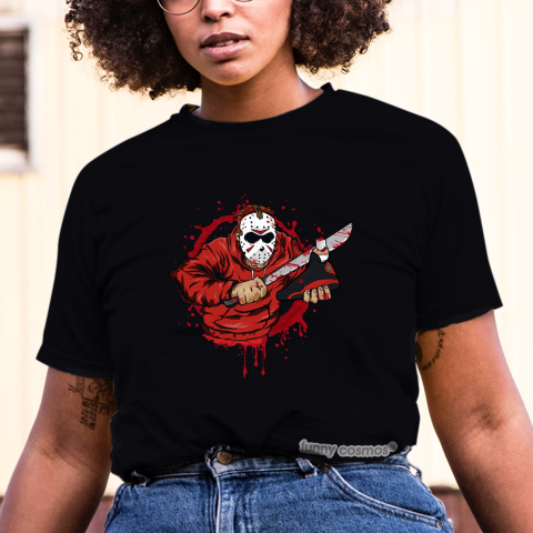 Air Jordan 13 Bred Matching Sneaker Tshirt Jason Voorhees Black and Red Jordan Shirt