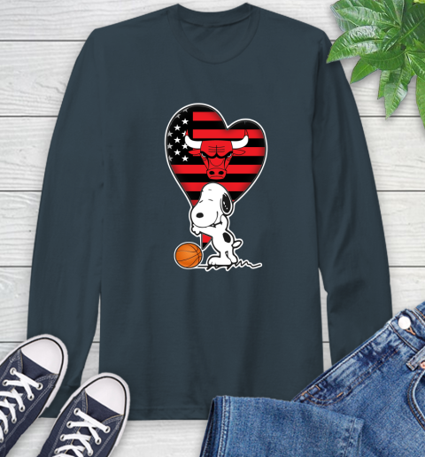 Chicago Bulls NBA Basketball The Peanuts Movie Adorable Snoopy Long Sleeve T-Shirt 8